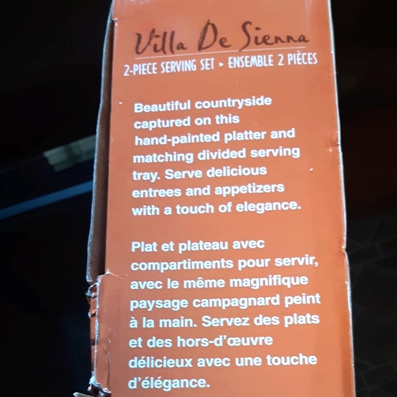 NIB Villa De Sienna 2-piece Serving Plate Set, Hand Painted Clay Art - Picture 5 of 5